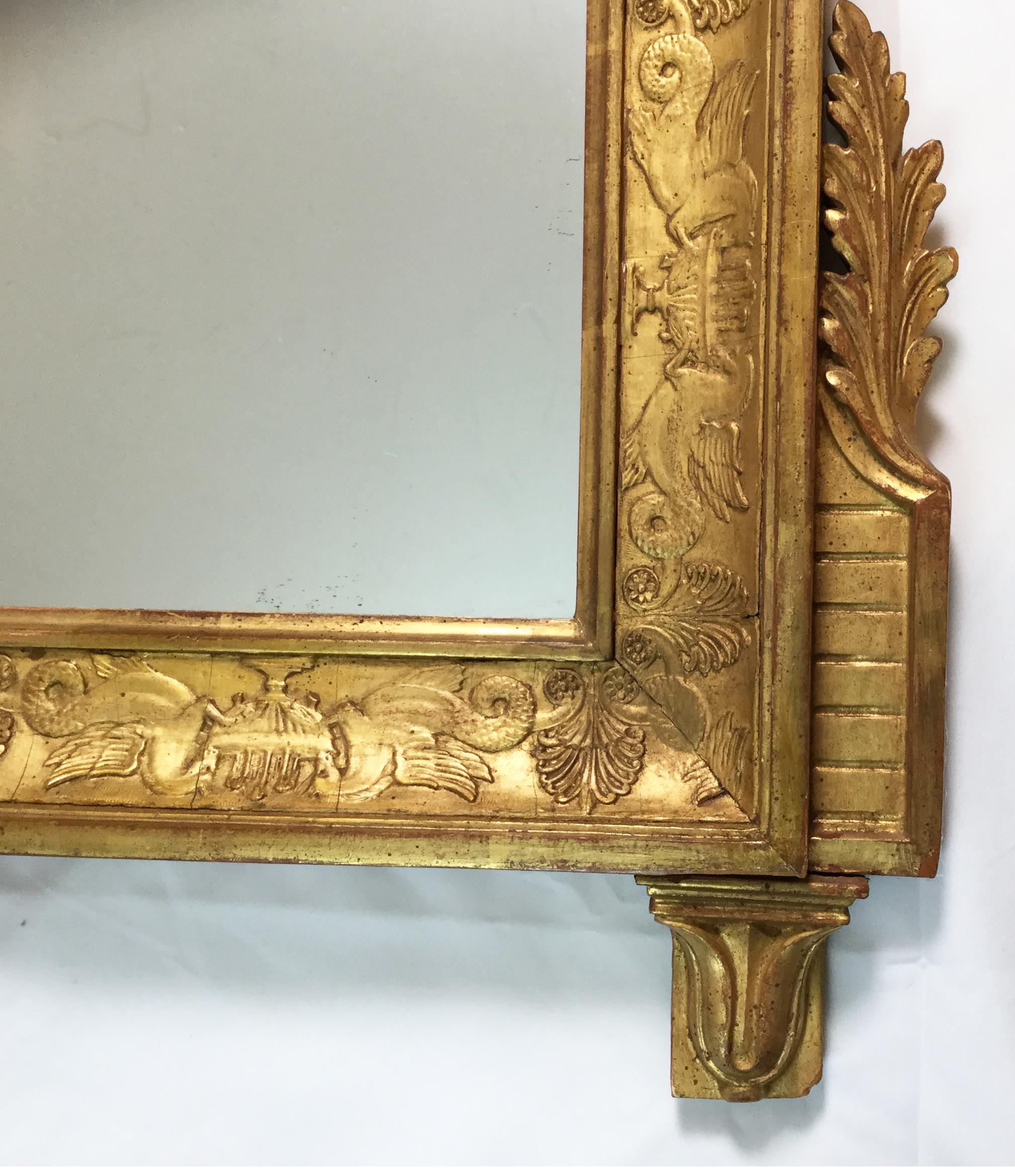 French Empire Napoleonic Style Giltwood Mirror with Eagles 1