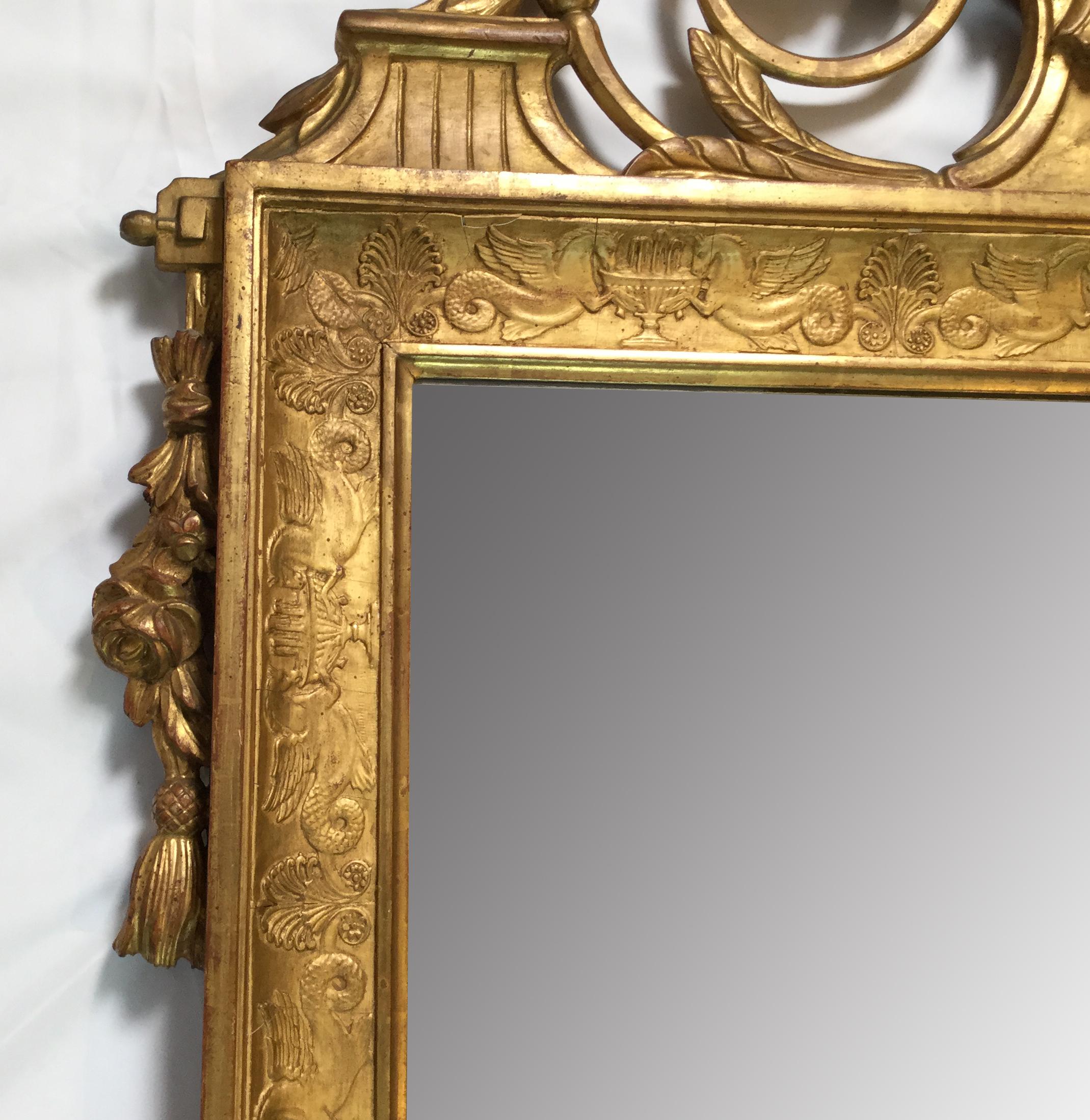 French Empire Napoleonic Style Giltwood Mirror with Eagles 3