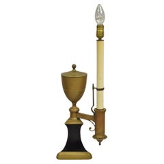 French Empire Neoclassical Brass Candlestick Student Oil Style Table Lamp