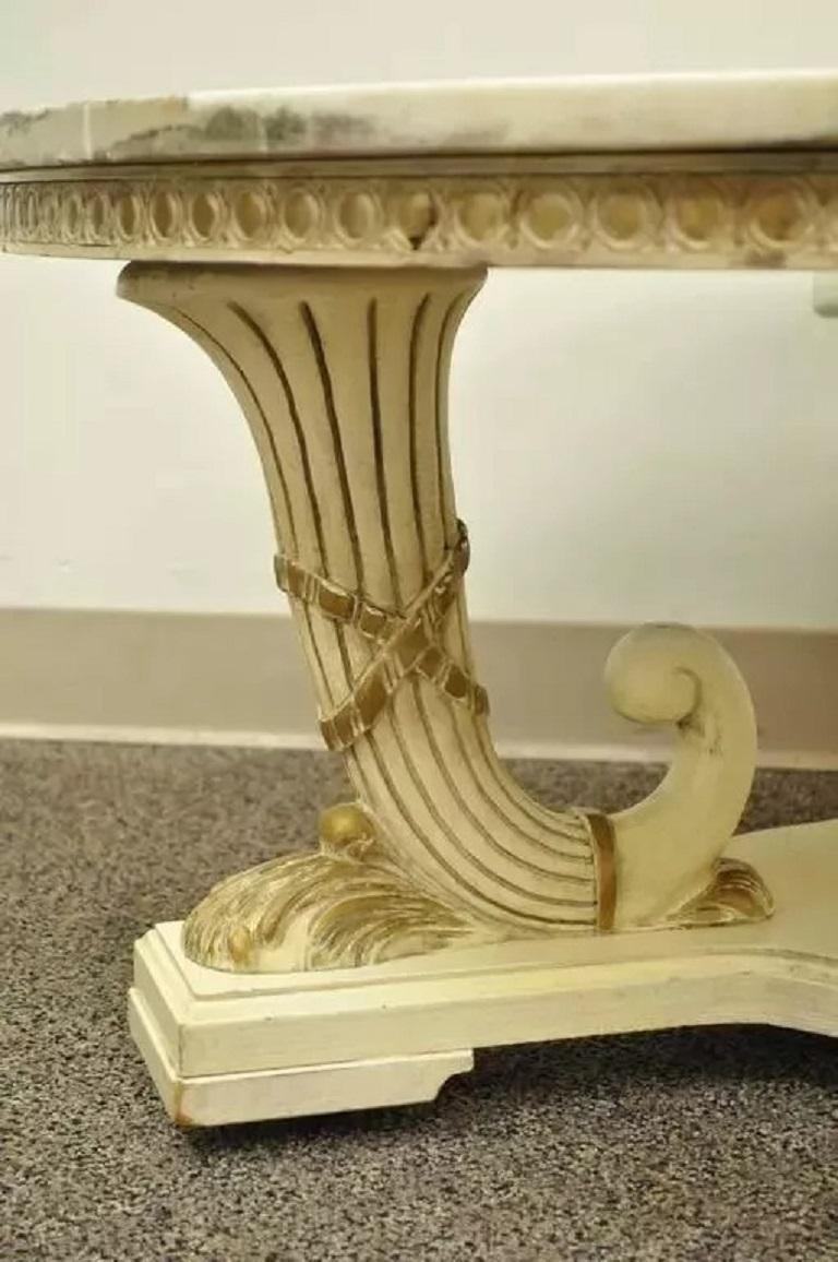 Inconnu French Empire Neoclassical Cornucopia Base Round Pink Marble Top Coffee Table en vente