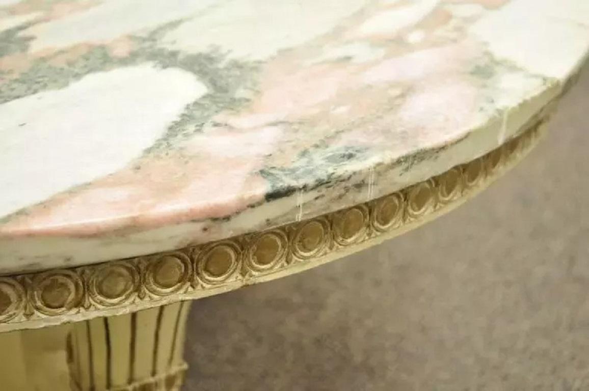 French Empire Neoclassical Cornucopia Base Round Pink Marble Top Coffee Table en vente 2