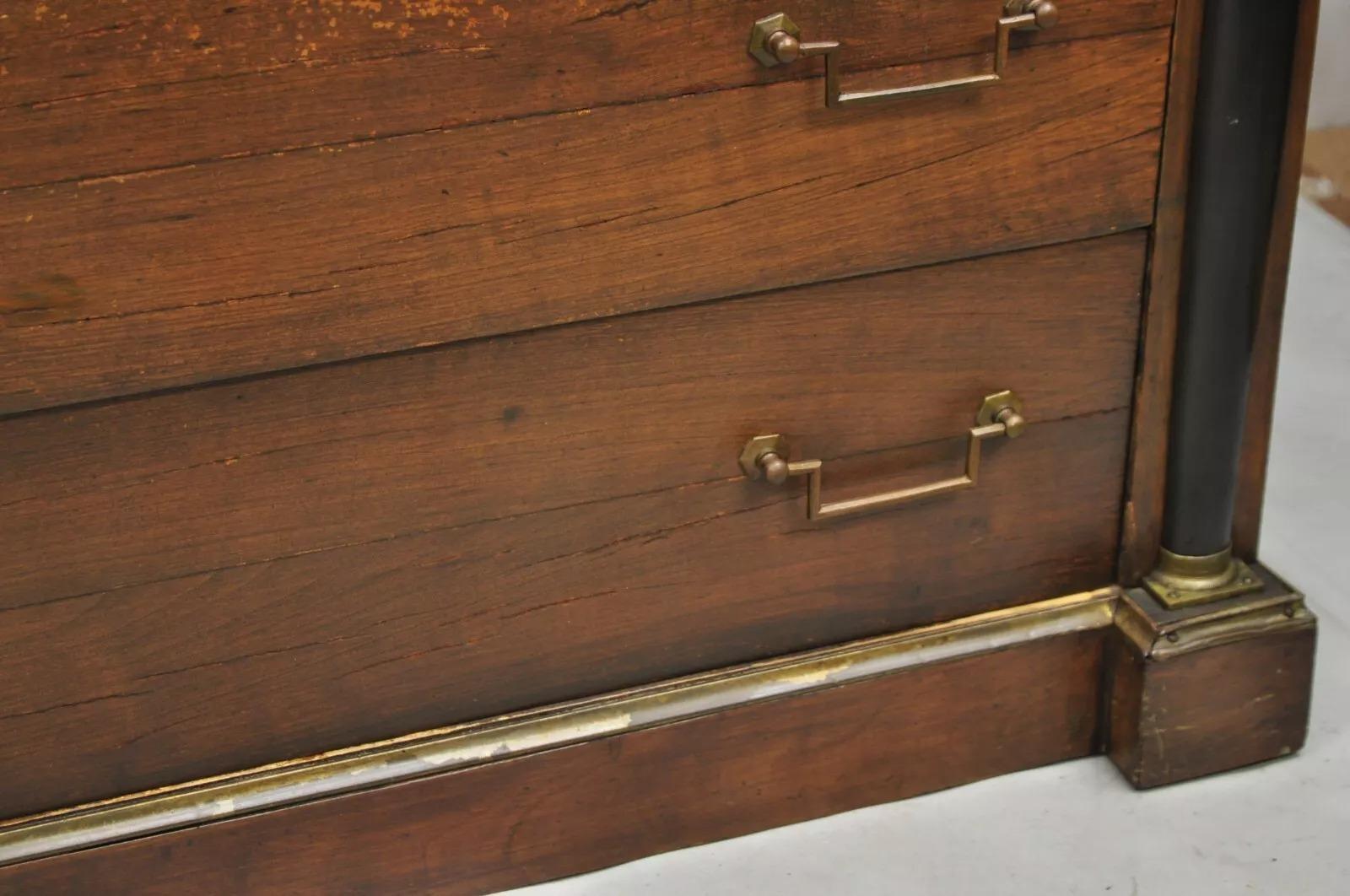 French Empire Neoclassical Style Marble Top Cherry Wood Commode Chest - a Pair 9