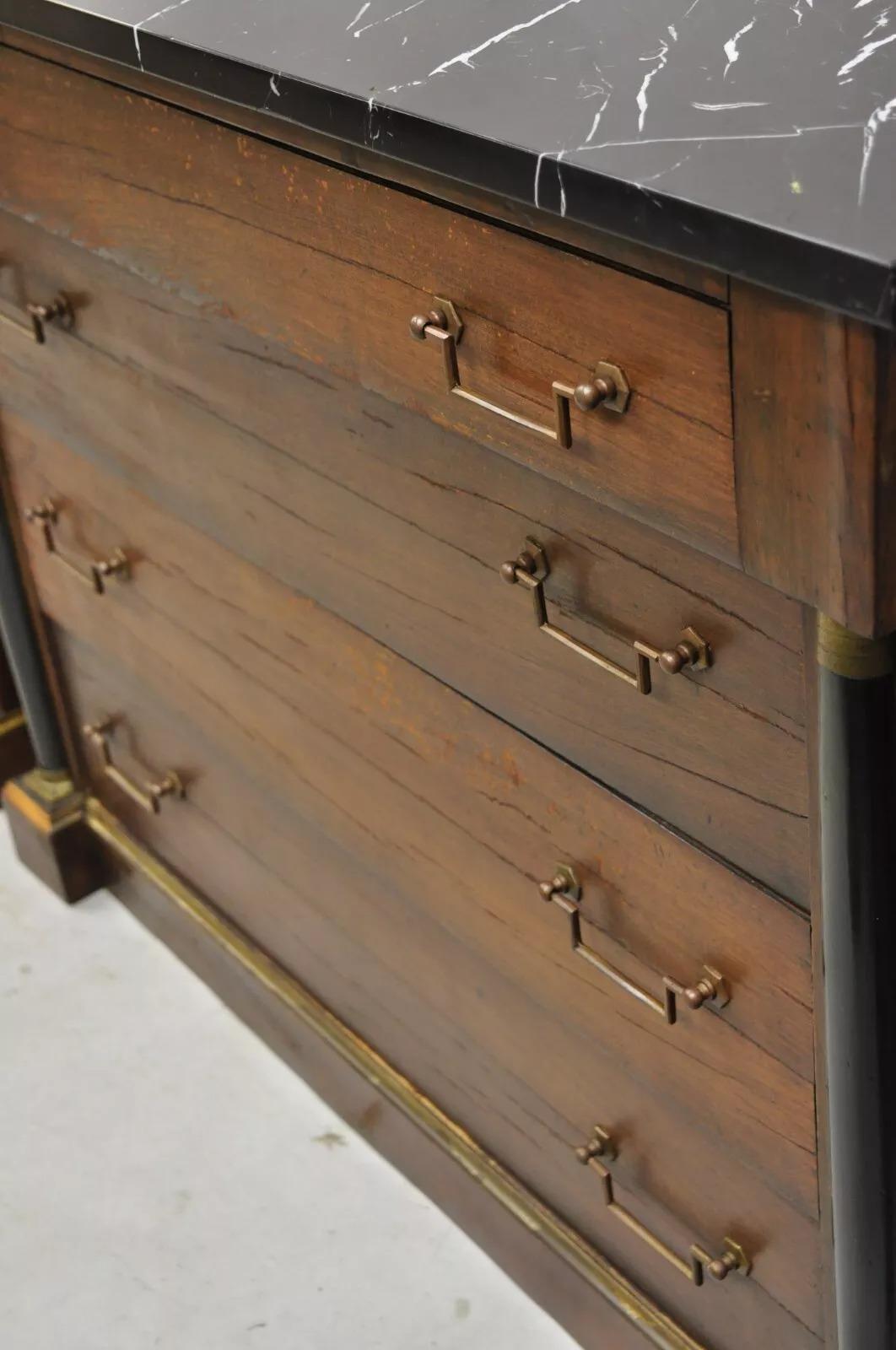 French Empire Neoclassical Style Marble Top Cherry Wood Commode Chest - a Pair 3