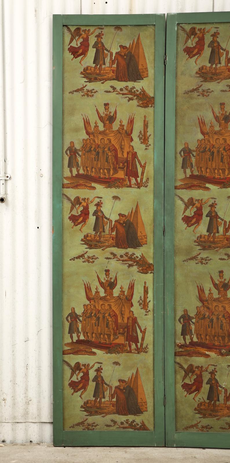 French Empire Neoclassical Wallpaper Screen Attributed to Zuber In Distressed Condition For Sale In Rio Vista, CA