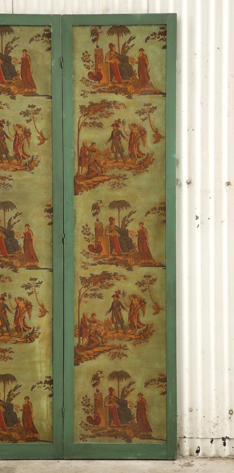 Neoklassizistischer Wandteppichschirm im französischen Empire-Stil, Zuber zugeschrieben (Holz) im Angebot
