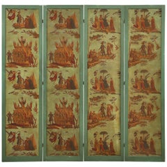 Used French Empire Neoclassical Wallpaper Screen Attributed to Zuber