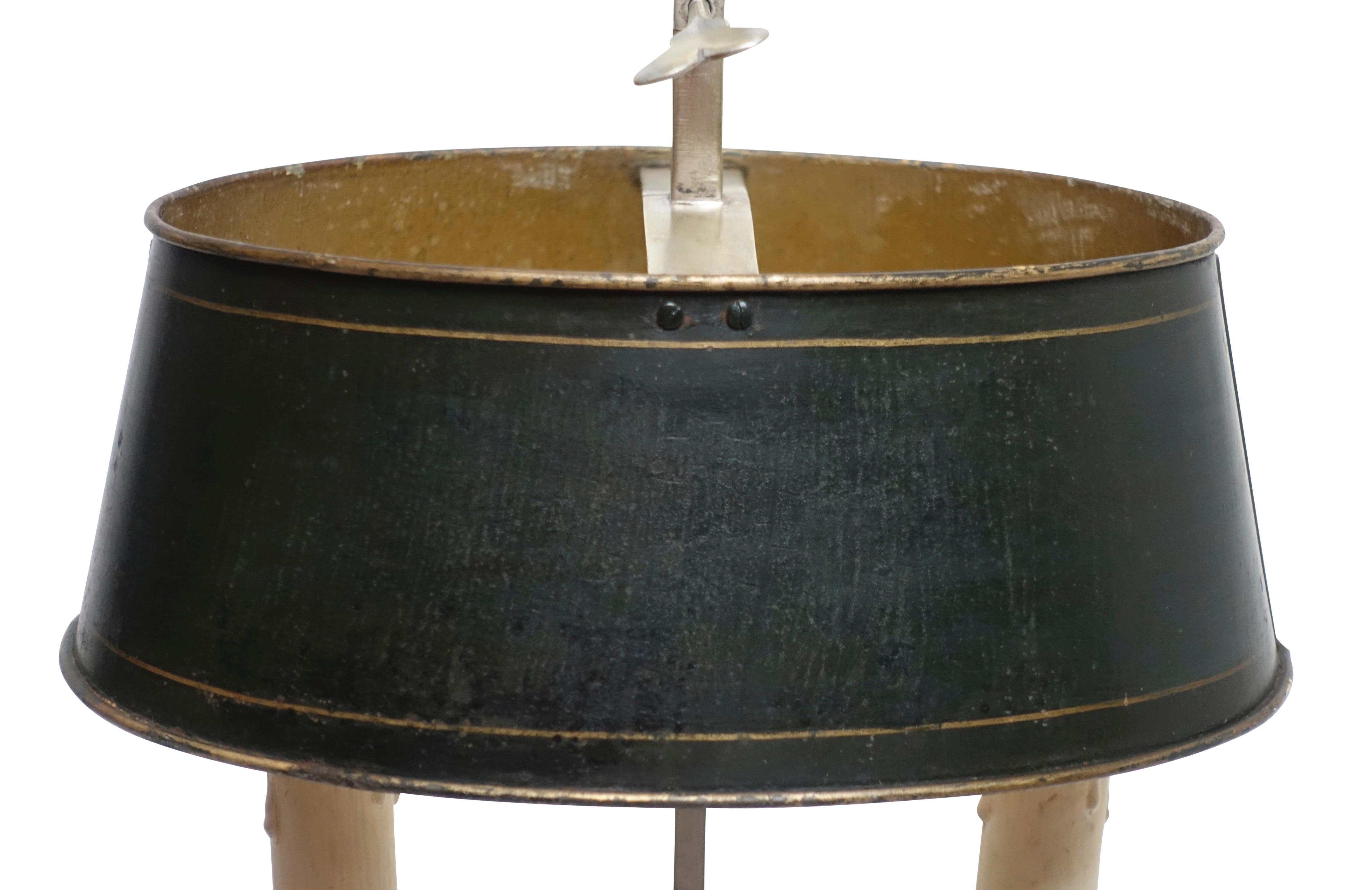 French Empire Nickel Plated Brass Bouillotte Lamp, Early 19th Century For Sale 2