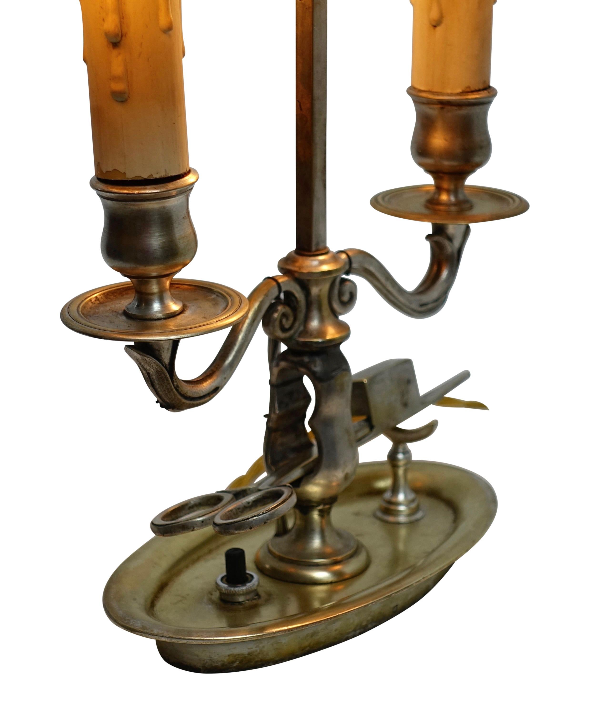 Französische Bouillotte-Lampe aus vernickeltem Messing, Französisches Empire, frühes 19. Jahrhundert im Angebot 5