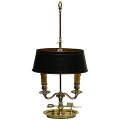 French Empire Nickel Plated Brass Bouillotte Lamp, Early 19th Century
