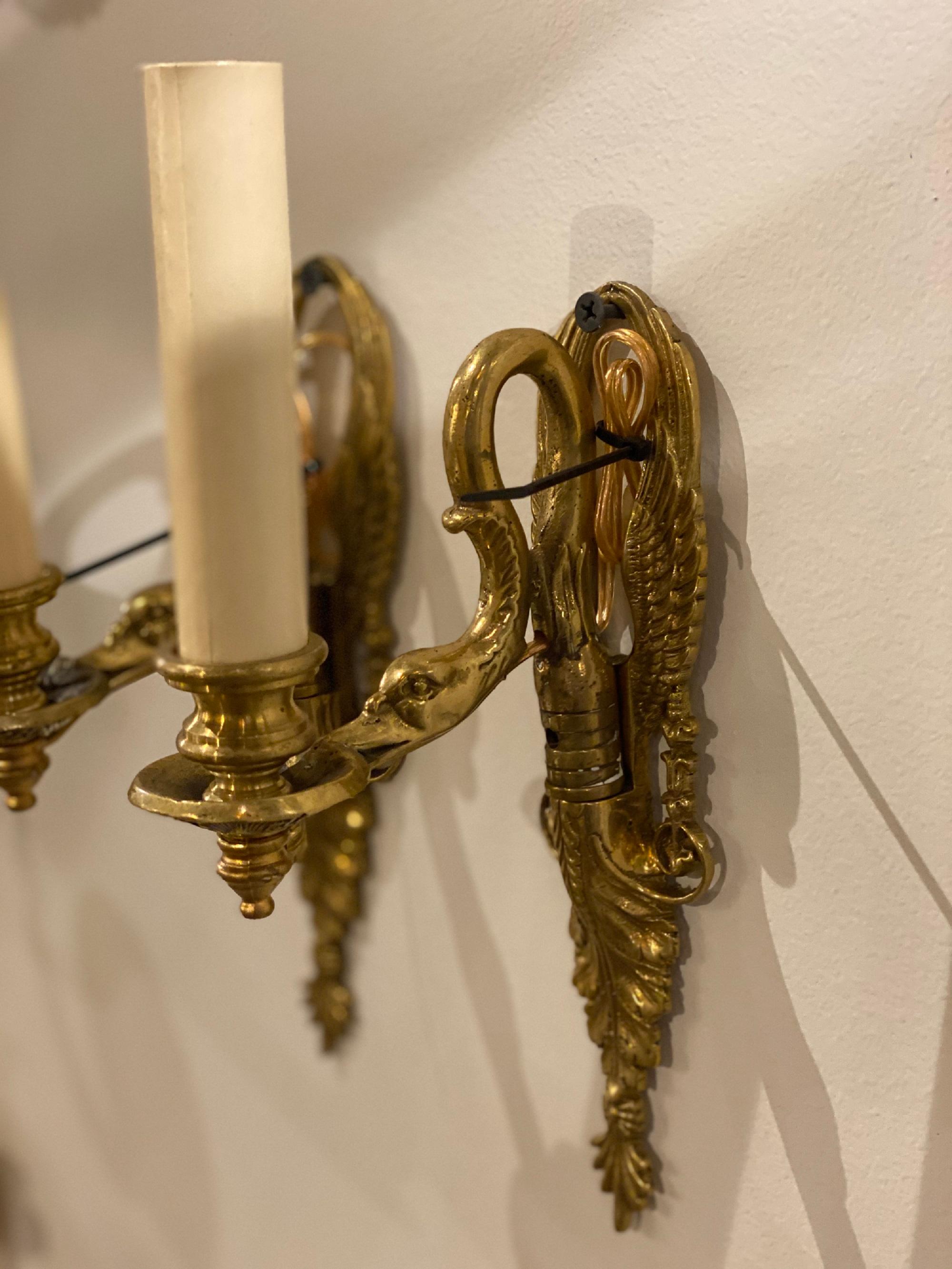 French Empire One Light Sconces In Good Condition In Astoria, NY