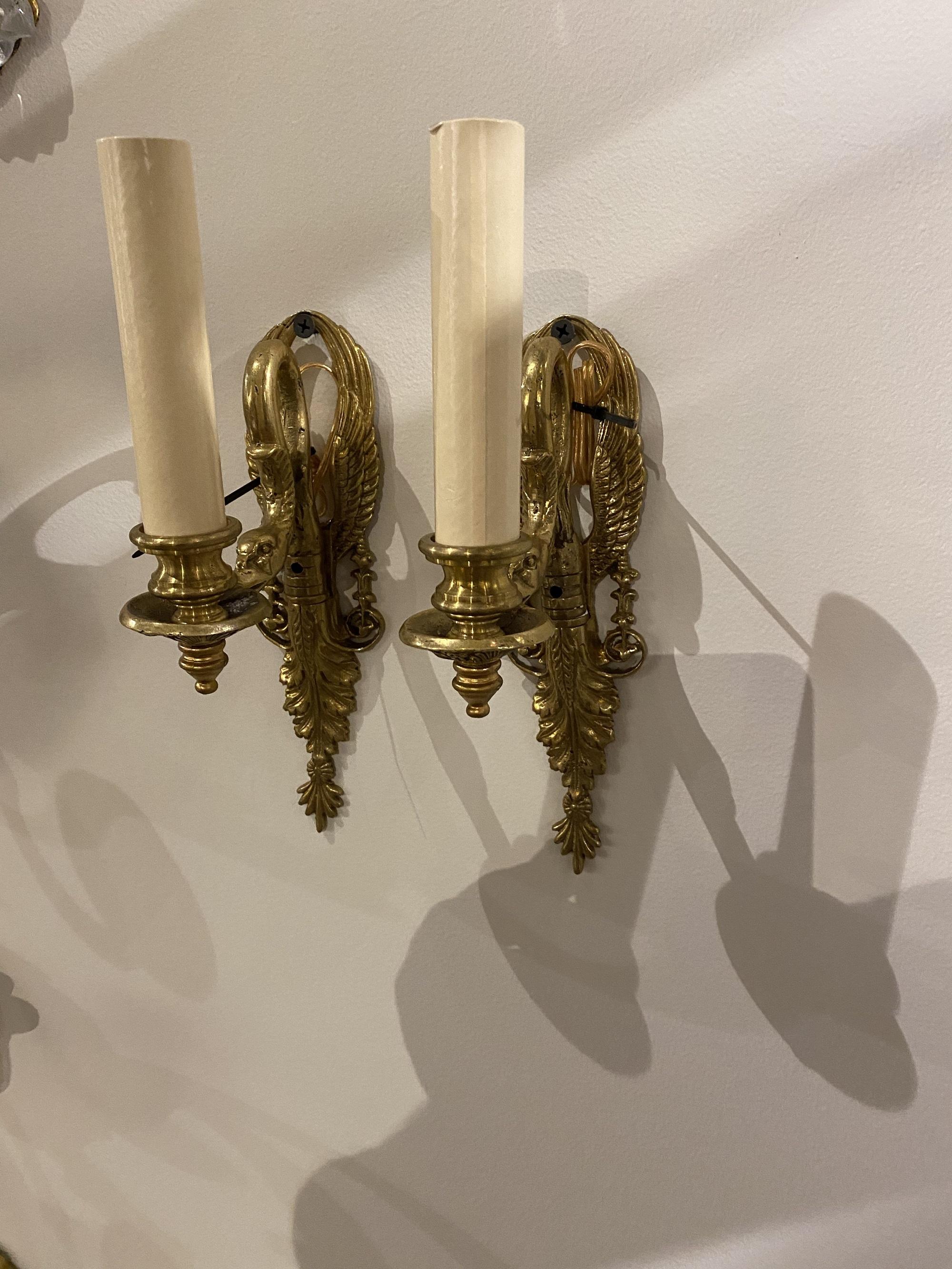 Bronze French Empire One Light Sconces
