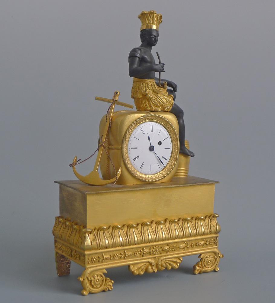 French Empire ormolu and bronze Pendule au Bon Sauvage clock signed Alibert In Good Condition For Sale In London, GB
