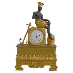 French Empire ormolu and bronze Pendule au Bon Sauvage clock signed Alibert