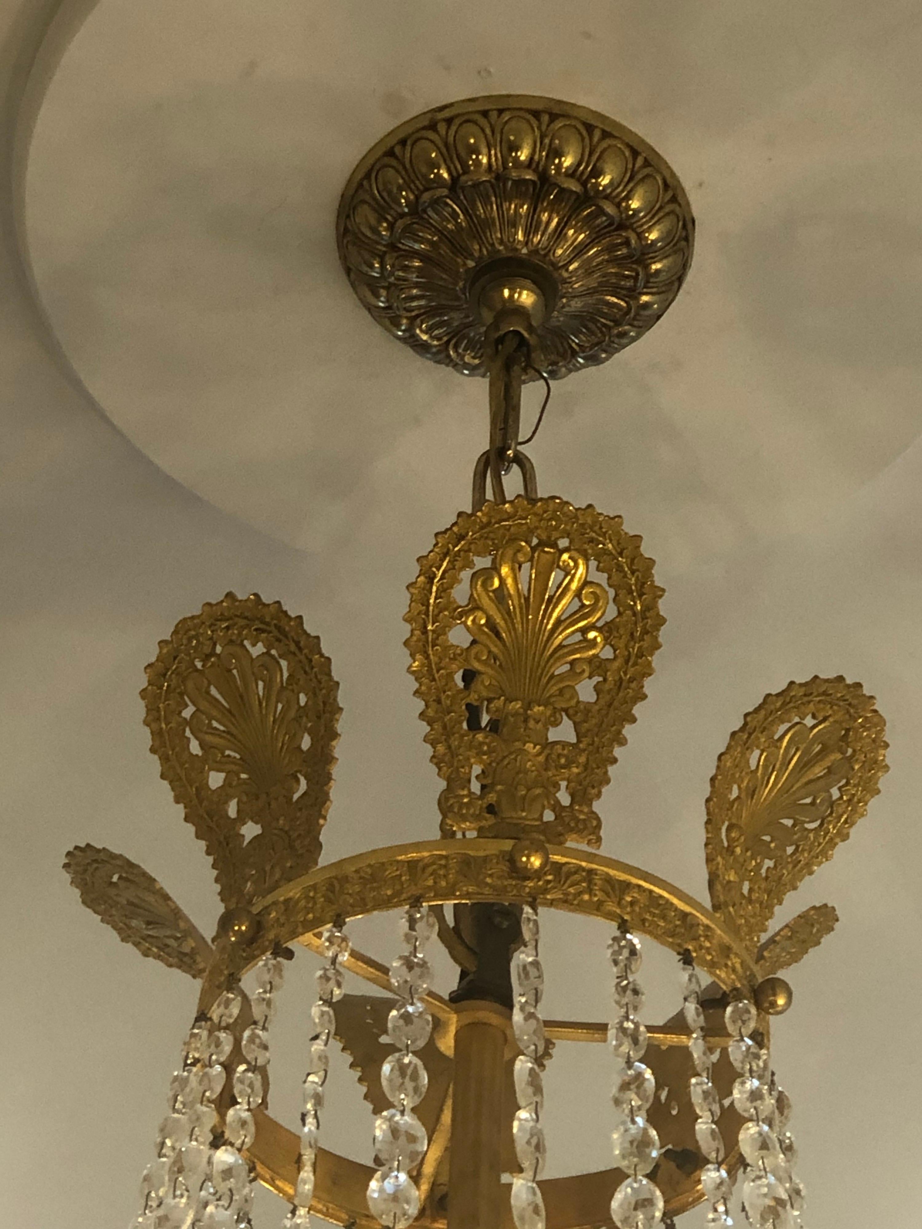 French Empire Ormolu and Crystal 7-Arm Chandelier, 19th Century For Sale 8