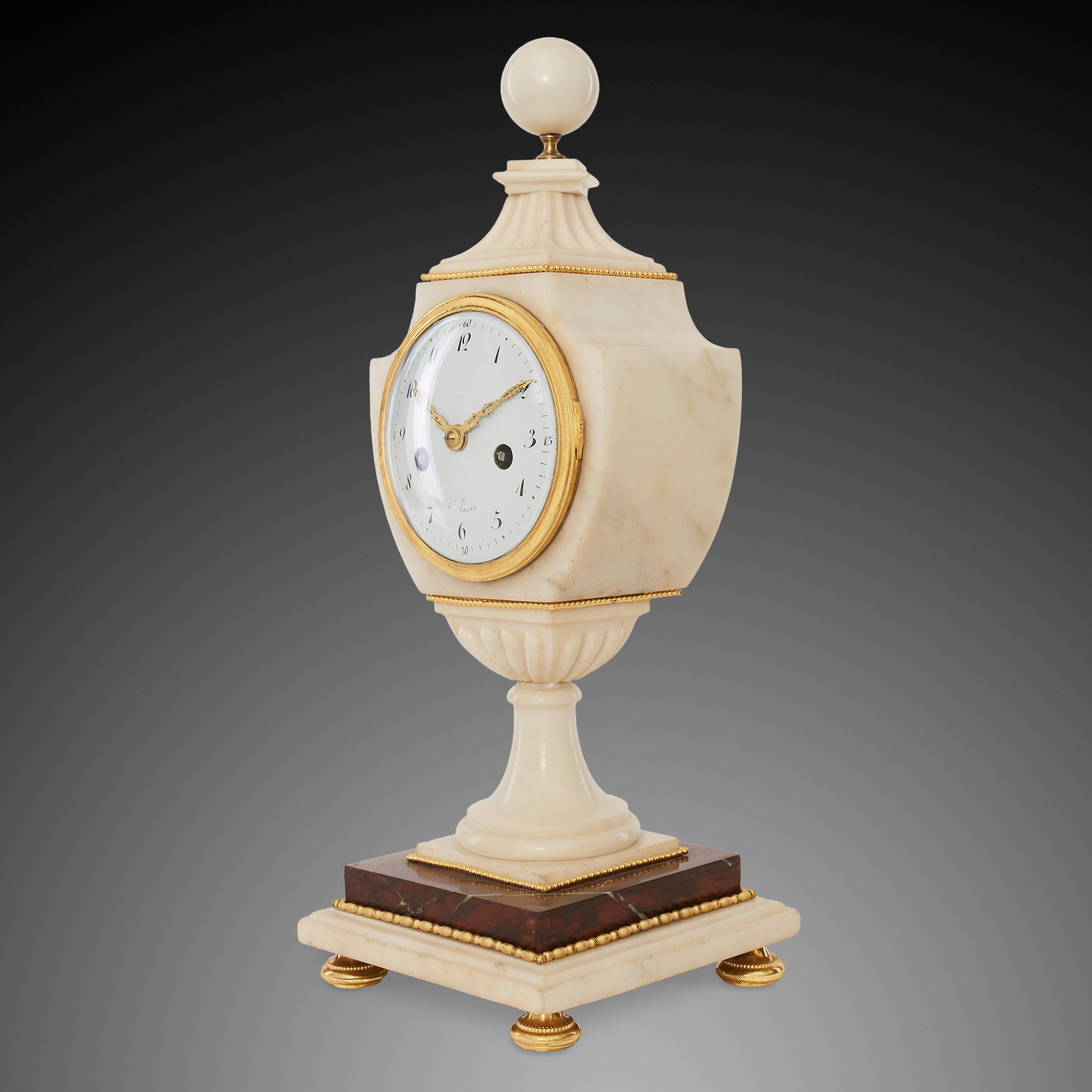 Regency French Empire Ormolu and Marble Mantel Clock, ca.1790 For Sale