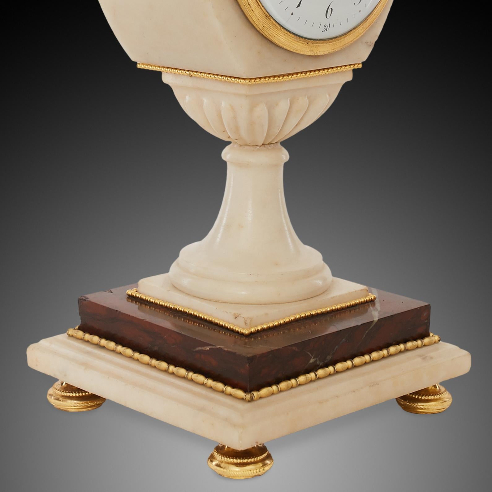 French Empire Ormolu and Marble Mantel Clock, ca.1790 For Sale 3