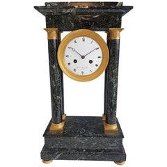 French Empire Ormolu and Marble Portico Clock Signed Gaston Jolly