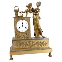 Antique French Empire Ormolu Bronze Mantel Clock