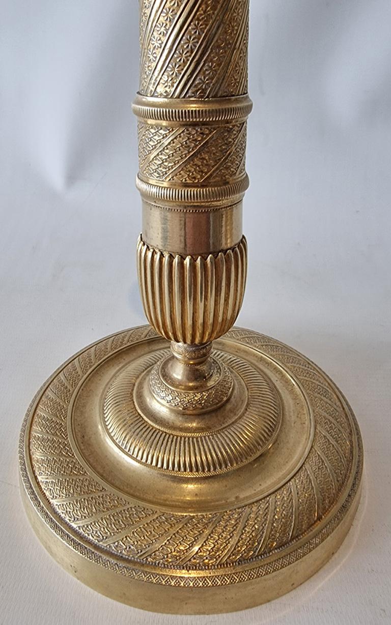 Début du XIXe siècle Bougeoirs Empire français bronze doré en vente