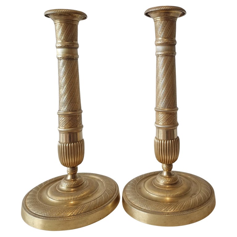 French Empire Ormolu Candlesticks For Sale