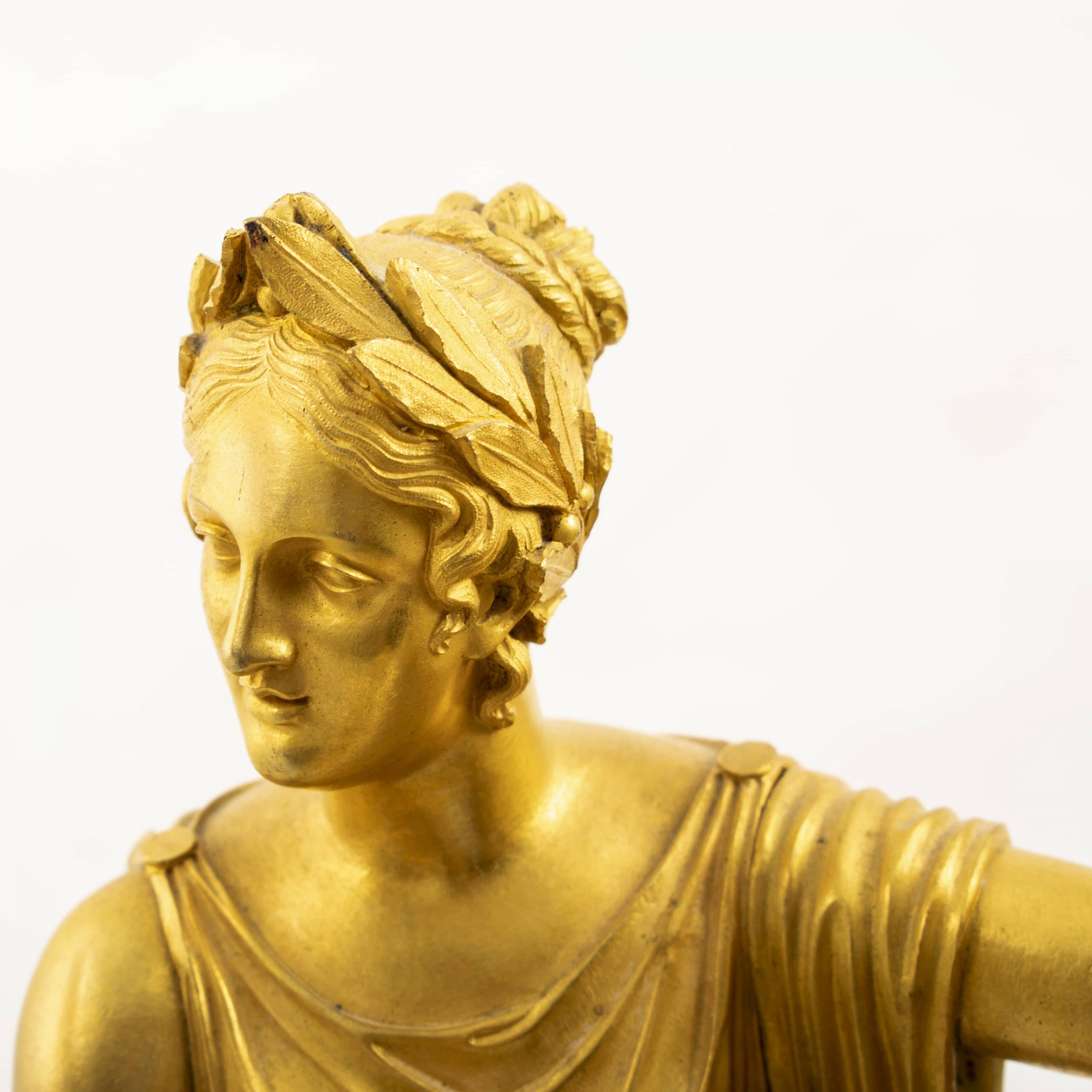 French Empire Ormolu Clock In Good Condition In Kastrup, DK
