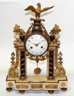 French Empire Ormolu Mantel Clock by Deverberie a Paris, Fire-Gilded
