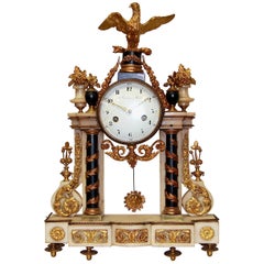 Antique French Empire Ormolu Mantel Clock by Deverberie a Paris, Fire-Gilded