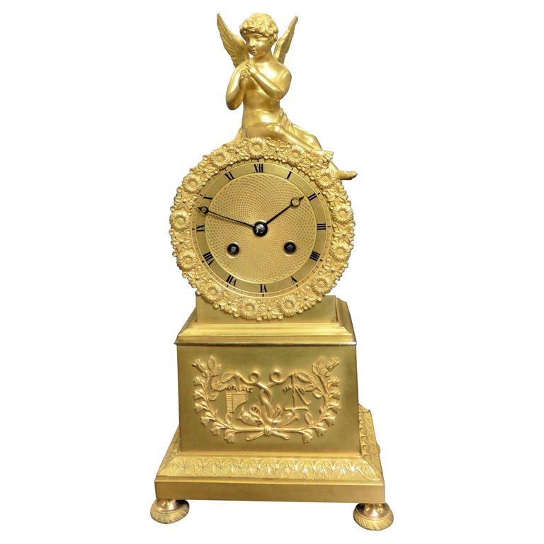 French Empire Ormolu Mantel Clock For Sale at 1stDibs