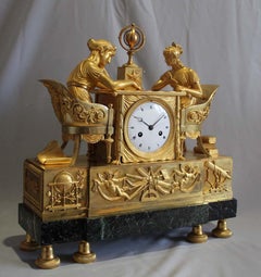 French Empire Ormolu & Marble Clock of "the Astronomy Lesson" by Jean Reiche
