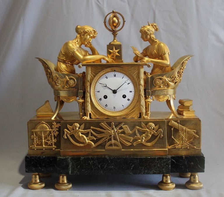 French Empire Ormolu & Marble Clock of 