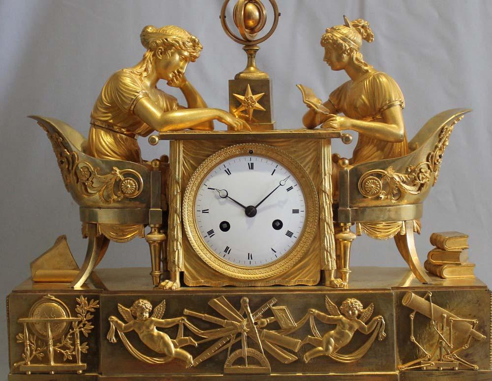 French Empire Ormolu & Marble Clock of 