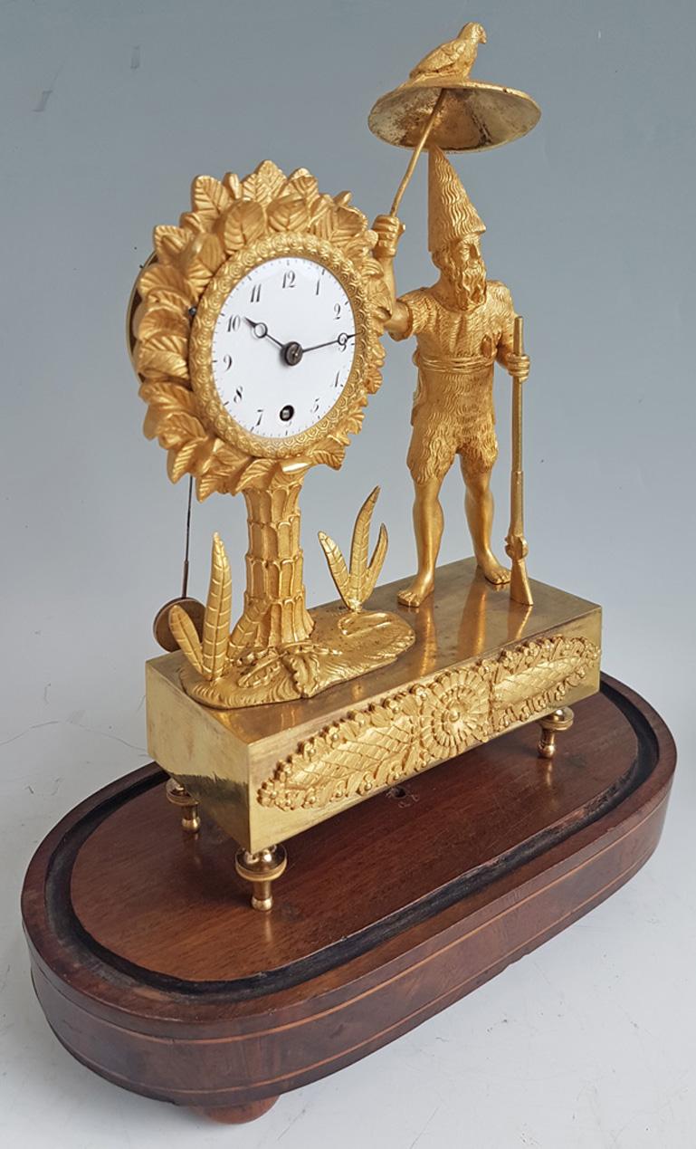 A rare and unusual French Empire clock depicting Daniel Defoe's 