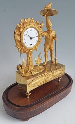 French Empire Ormolu Miniature Robinson Crusoe Mantel Clock