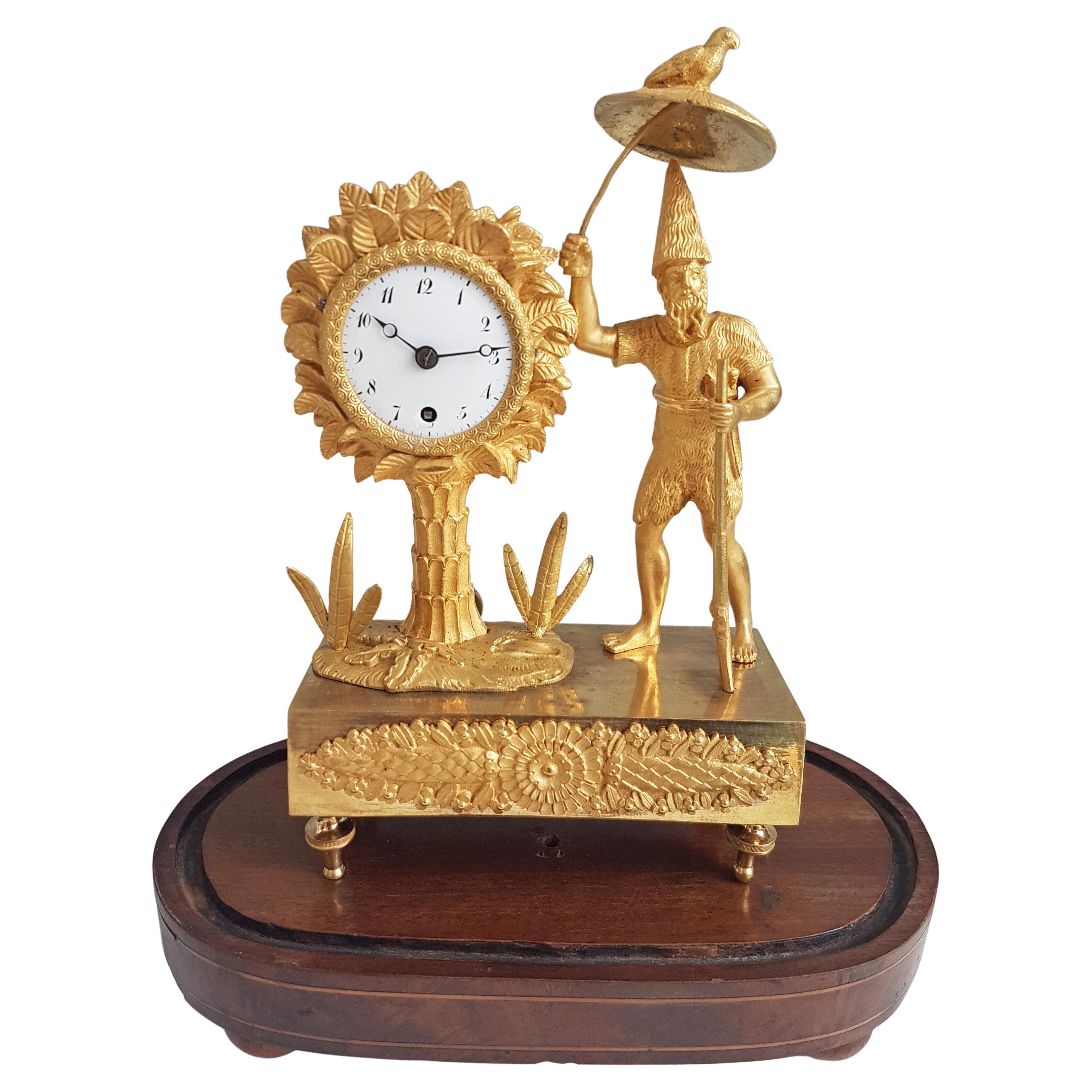 French Empire Ormolu Miniature Robinson Crusoe Mantel Clock