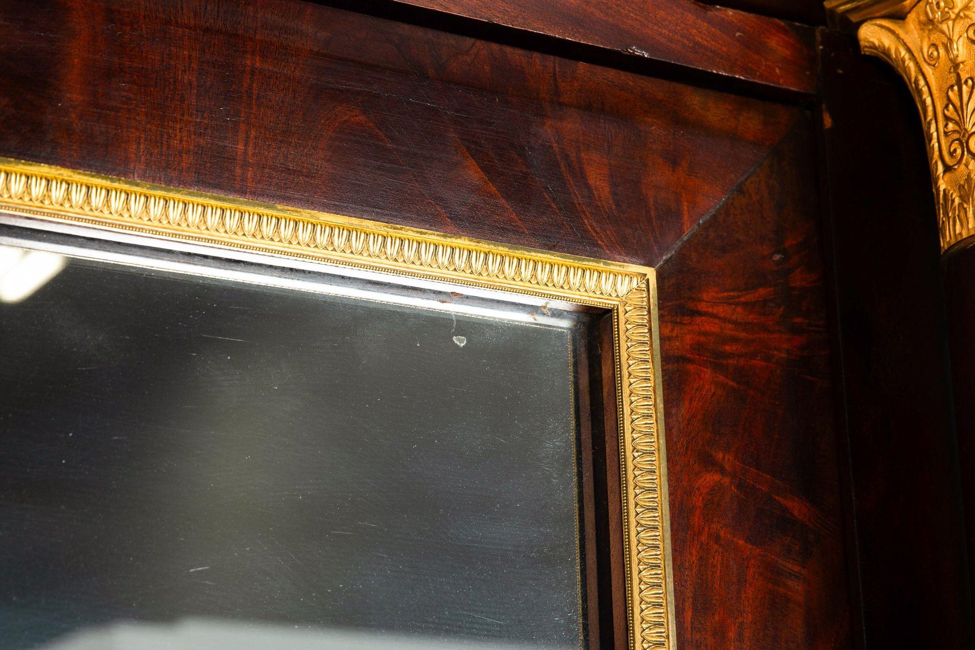 French Empire Ormolu-Mounted Mahogany Armoire Wardrobe ca. 1820-40 For Sale 6