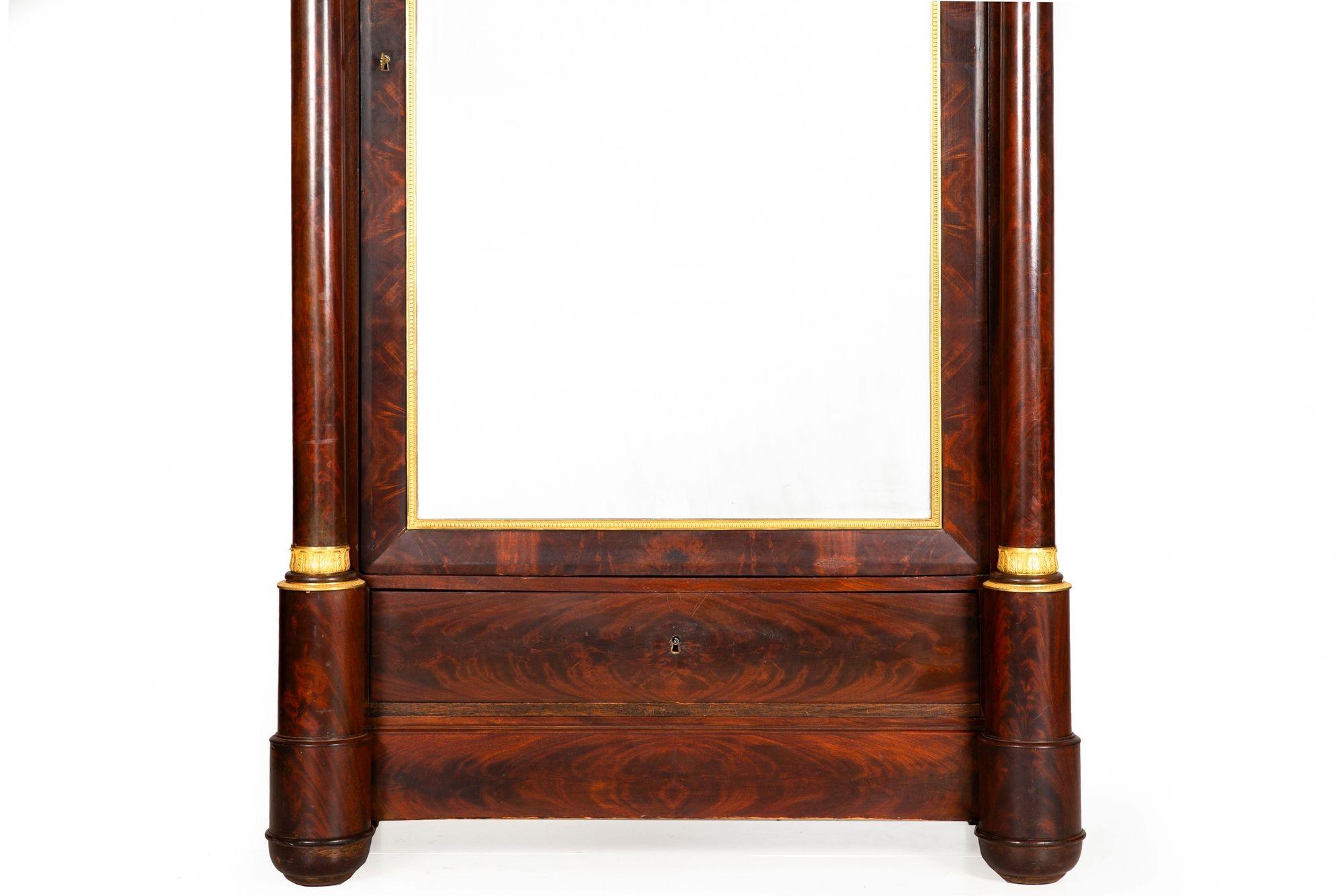 French Empire Ormolu-Mounted Mahogany Armoire Wardrobe ca. 1820-40 For Sale 1