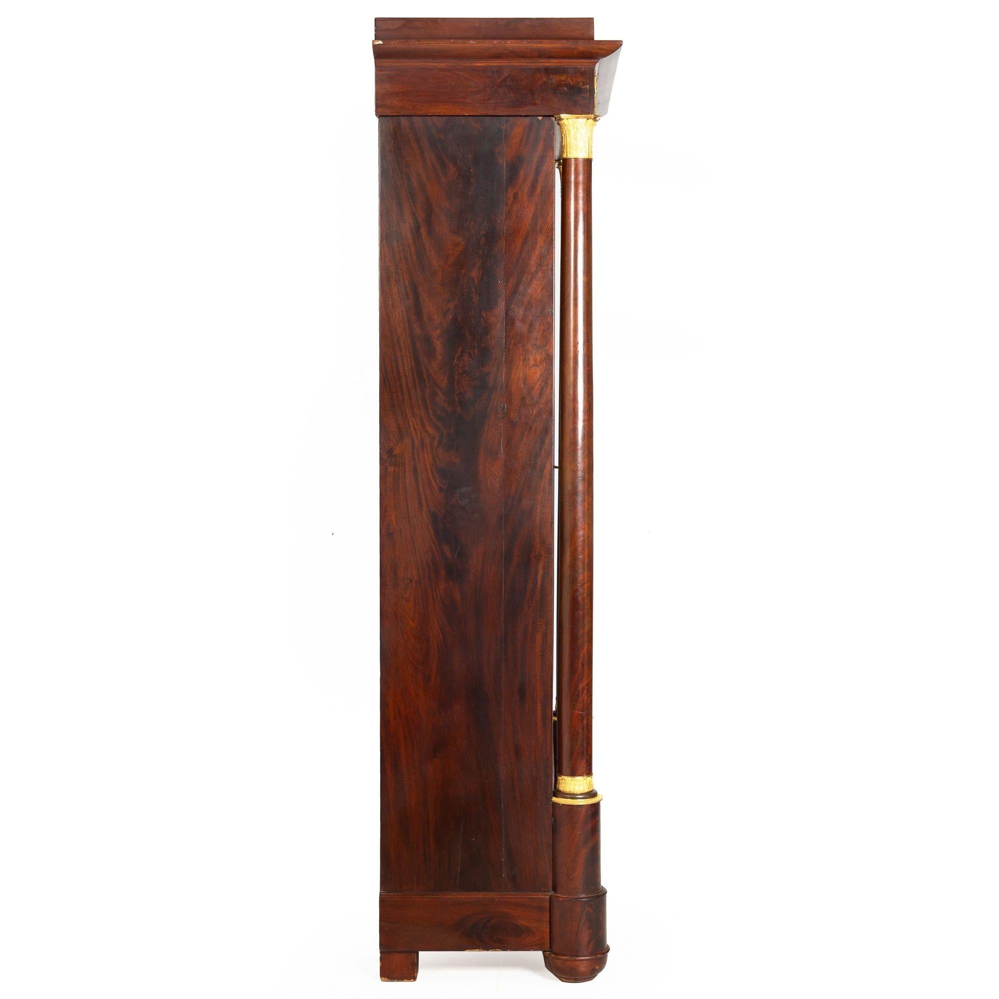 French Empire Ormolu-Mounted Mahogany Armoire Wardrobe ca. 1820-40 For Sale 3