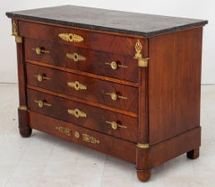 French Empire Ormolu-Mounted Mahogany Commode