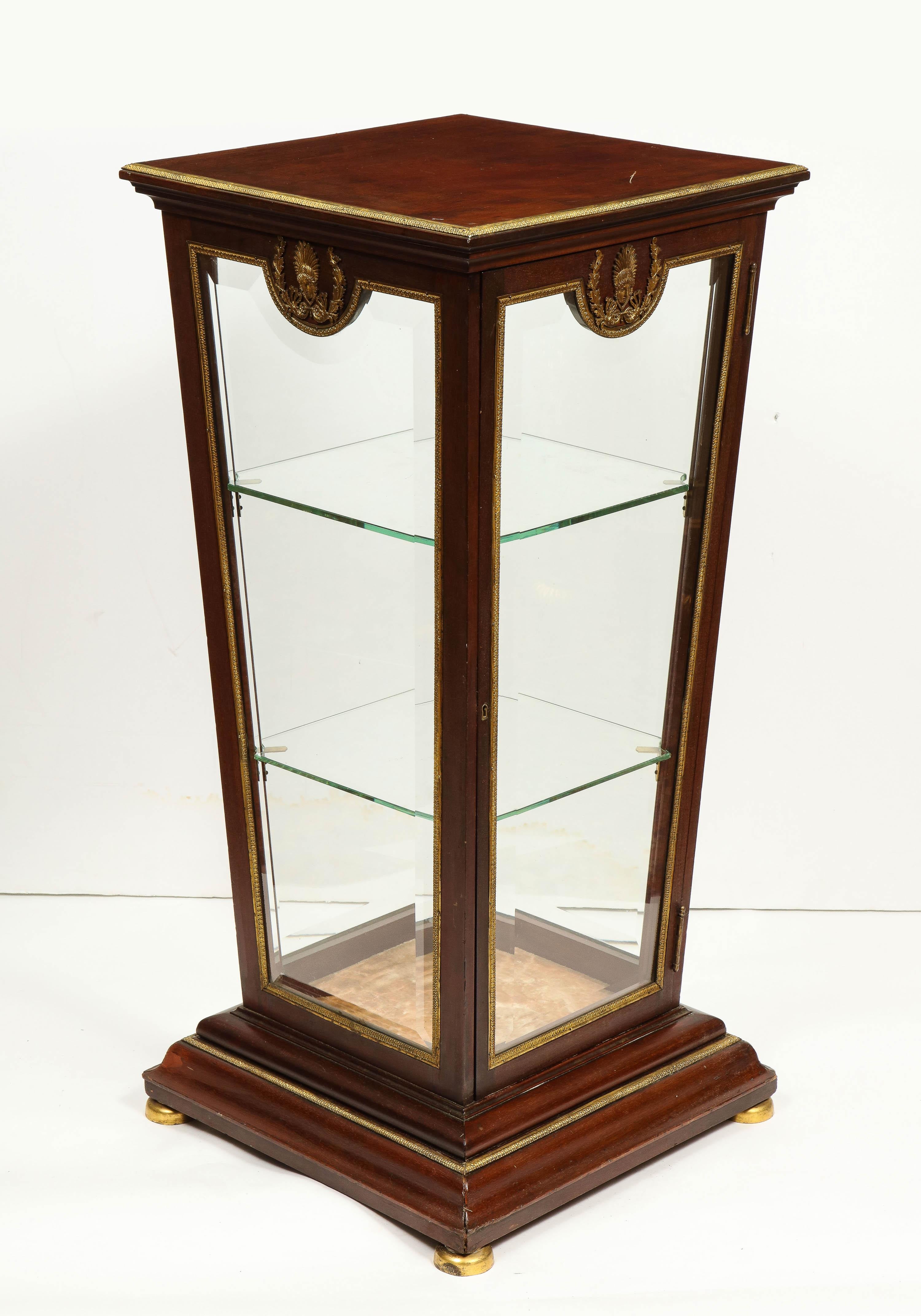 French Empire Ormolu-Mounted Vitrine Cabinet Pedestal, Circa 1840 For Sale 7