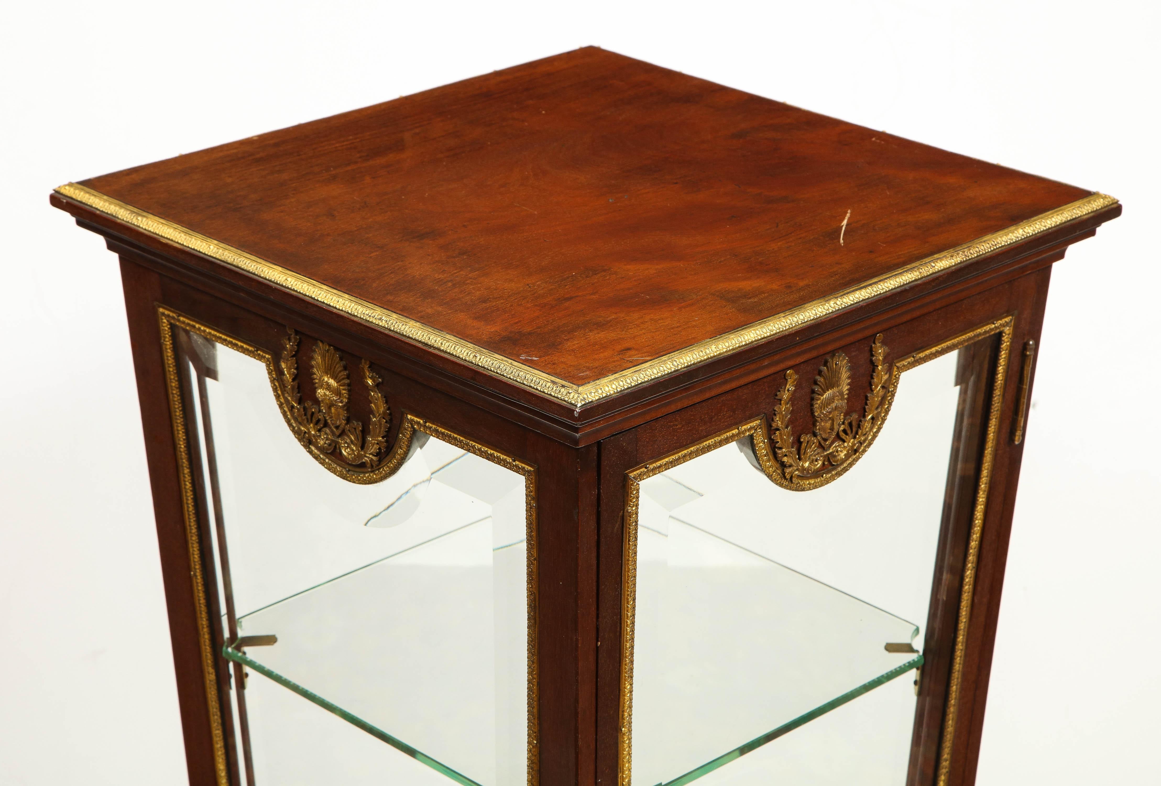 French Empire Ormolu-Mounted Vitrine Cabinet Pedestal, Circa 1840 For Sale 9