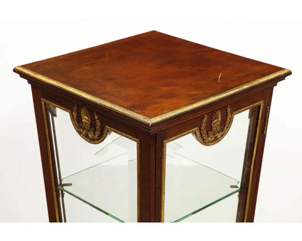 French Empire Ormolu-Mounted Vitrine Cabinet Pedestal, Circa 1840 For Sale 9