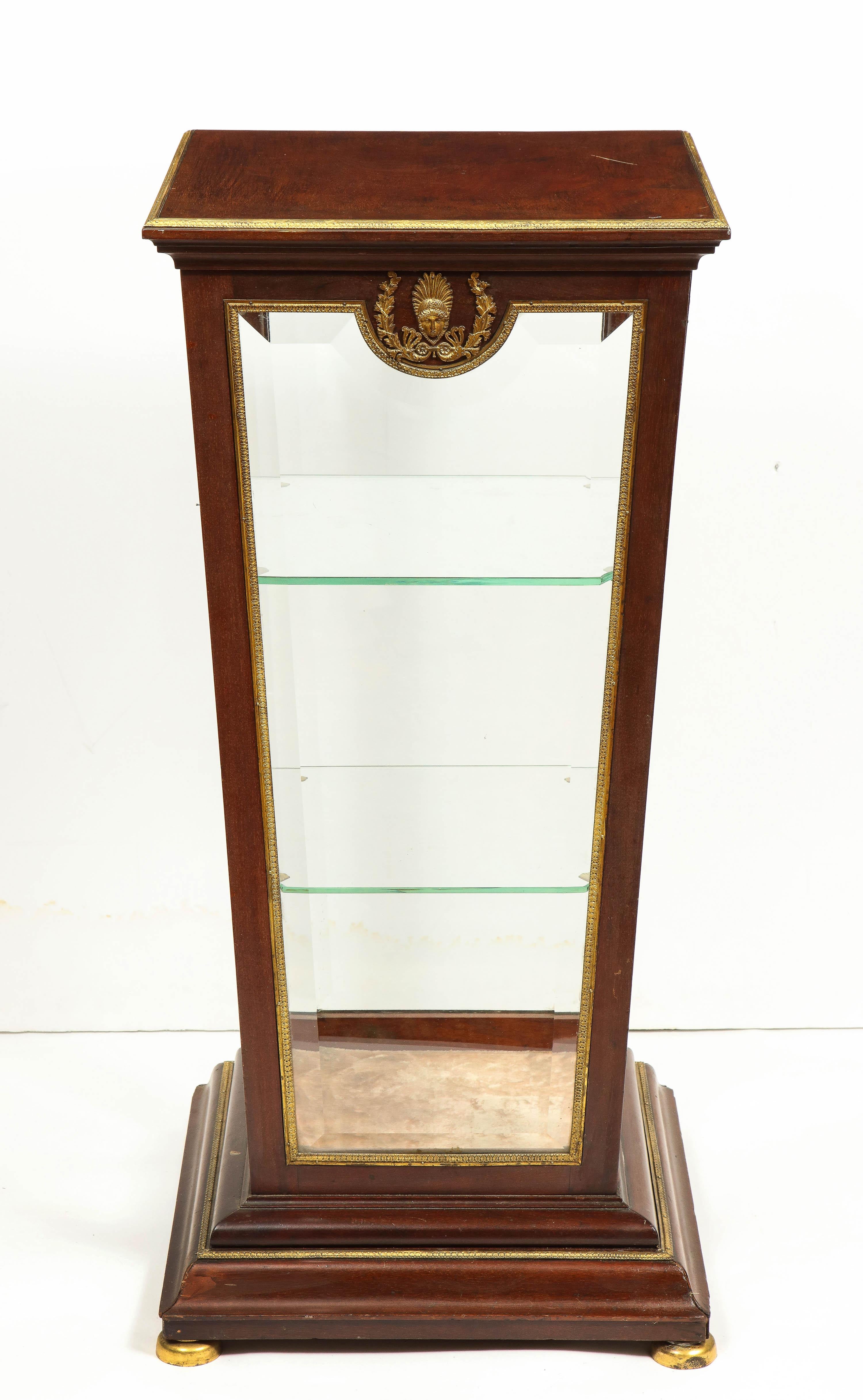 French Empire Ormolu-Mounted Vitrine Cabinet Pedestal, Circa 1840 For Sale 10