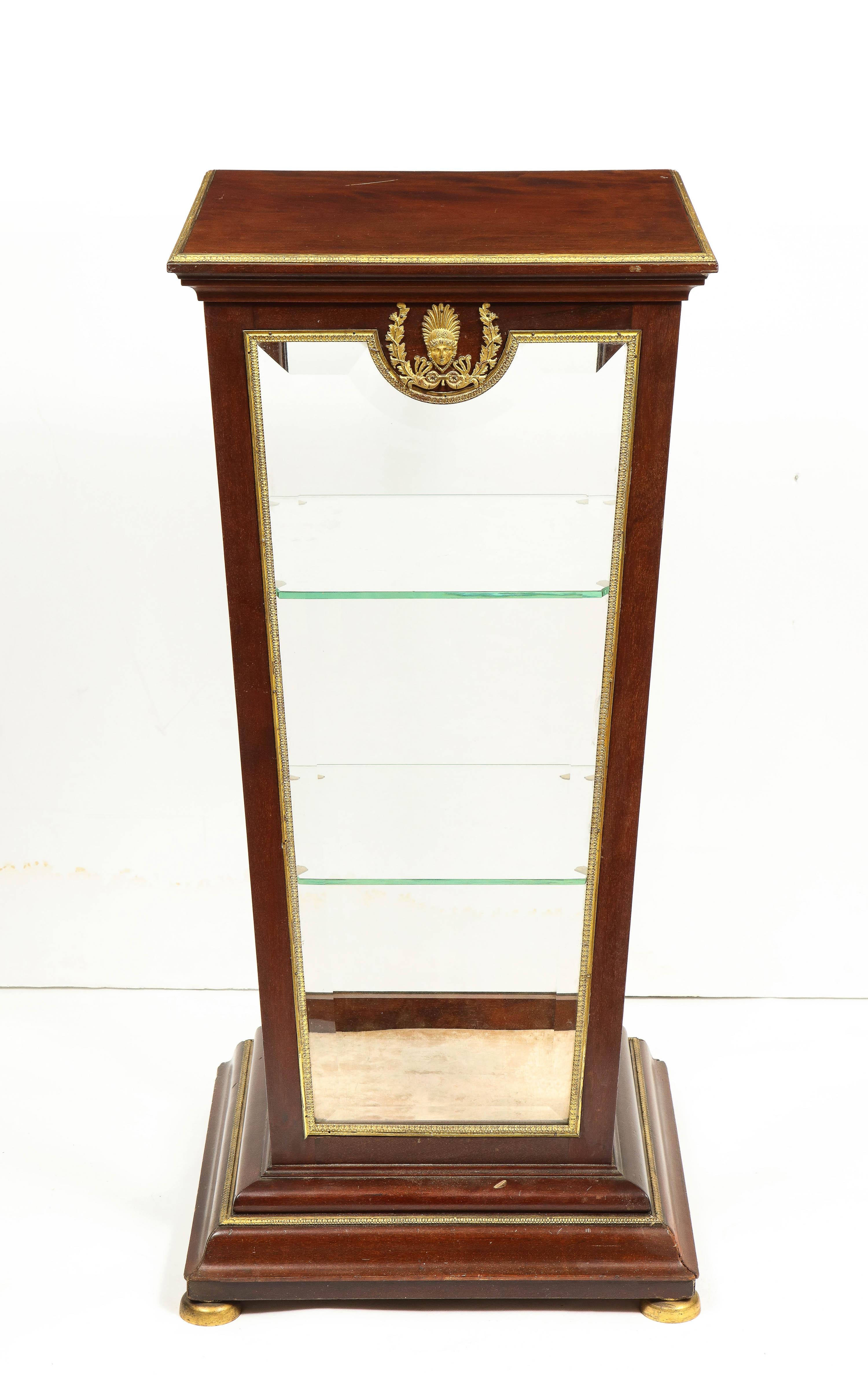 French Empire Ormolu-Mounted Vitrine Cabinet Pedestal, Circa 1840 For Sale 12