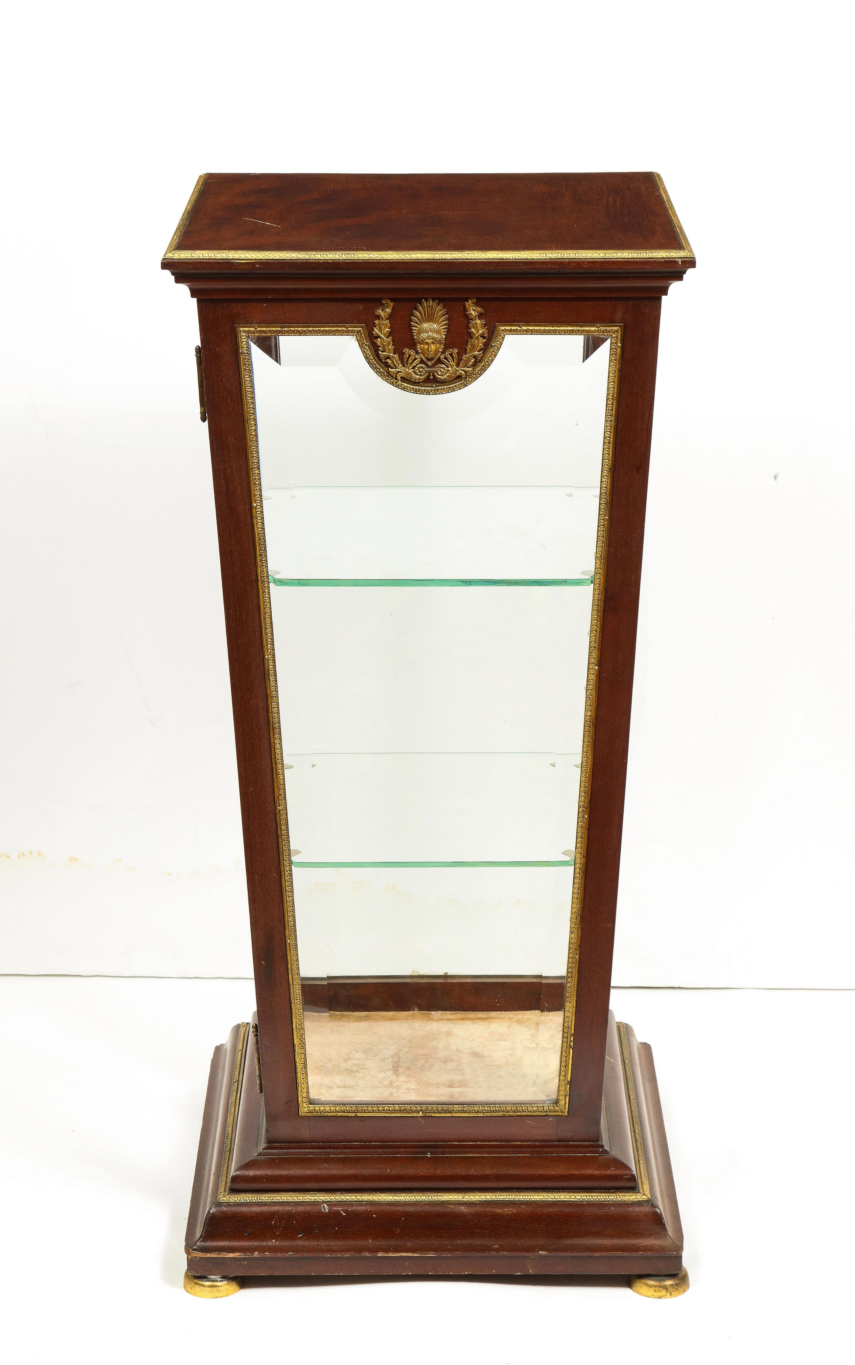 French Empire Ormolu-Mounted Vitrine Cabinet Pedestal, Circa 1840 For Sale 13