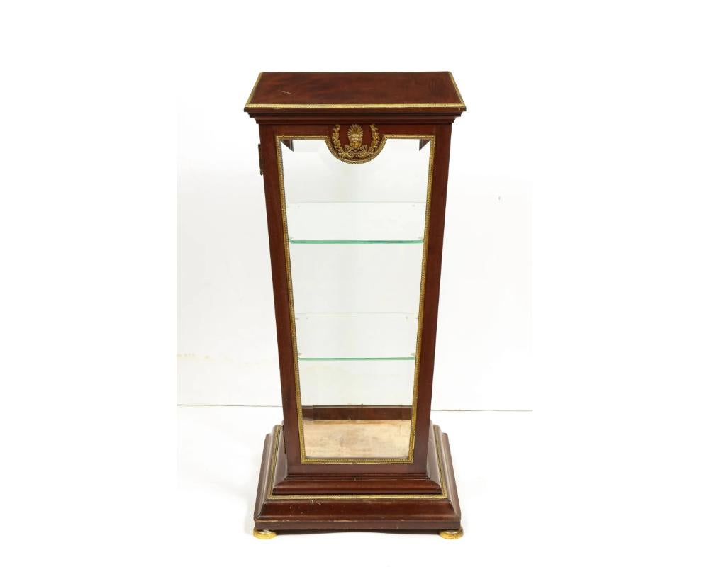 French Empire Ormolu-Mounted Vitrine Cabinet Pedestal, Circa 1840 For Sale 13