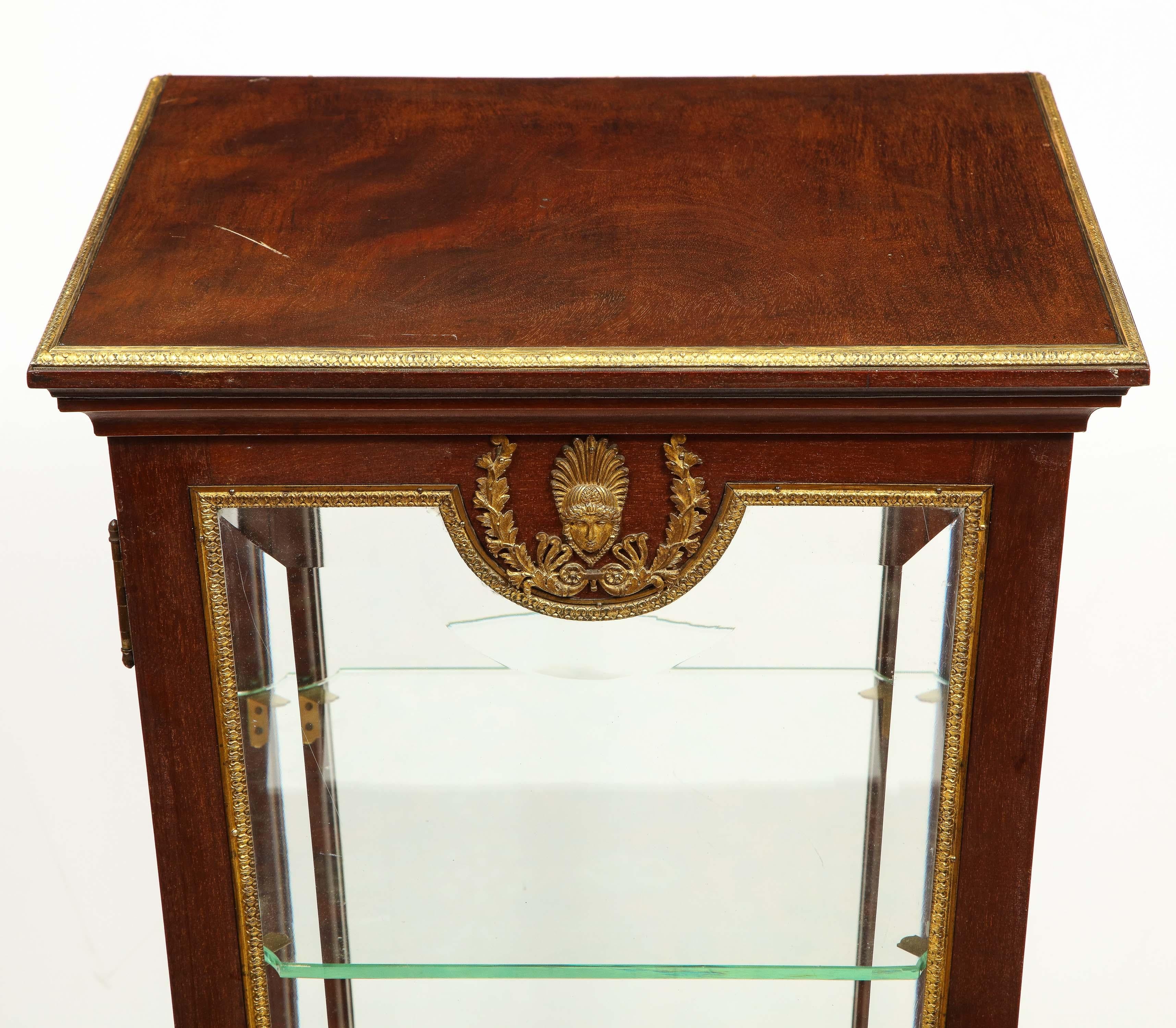 French Empire Ormolu-Mounted Vitrine Cabinet Pedestal, Circa 1840 For Sale 14