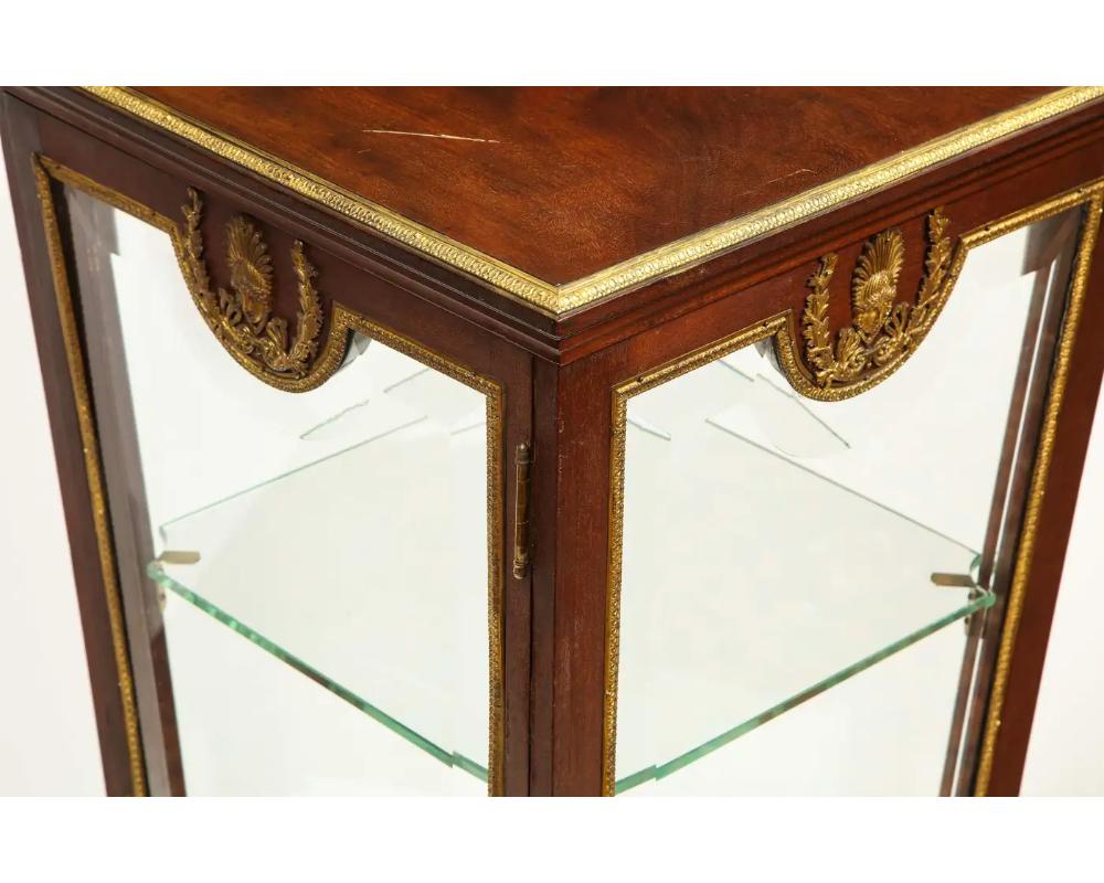 French Empire Ormolu-Mounted Vitrine Cabinet Pedestal, Circa 1840 For Sale 15