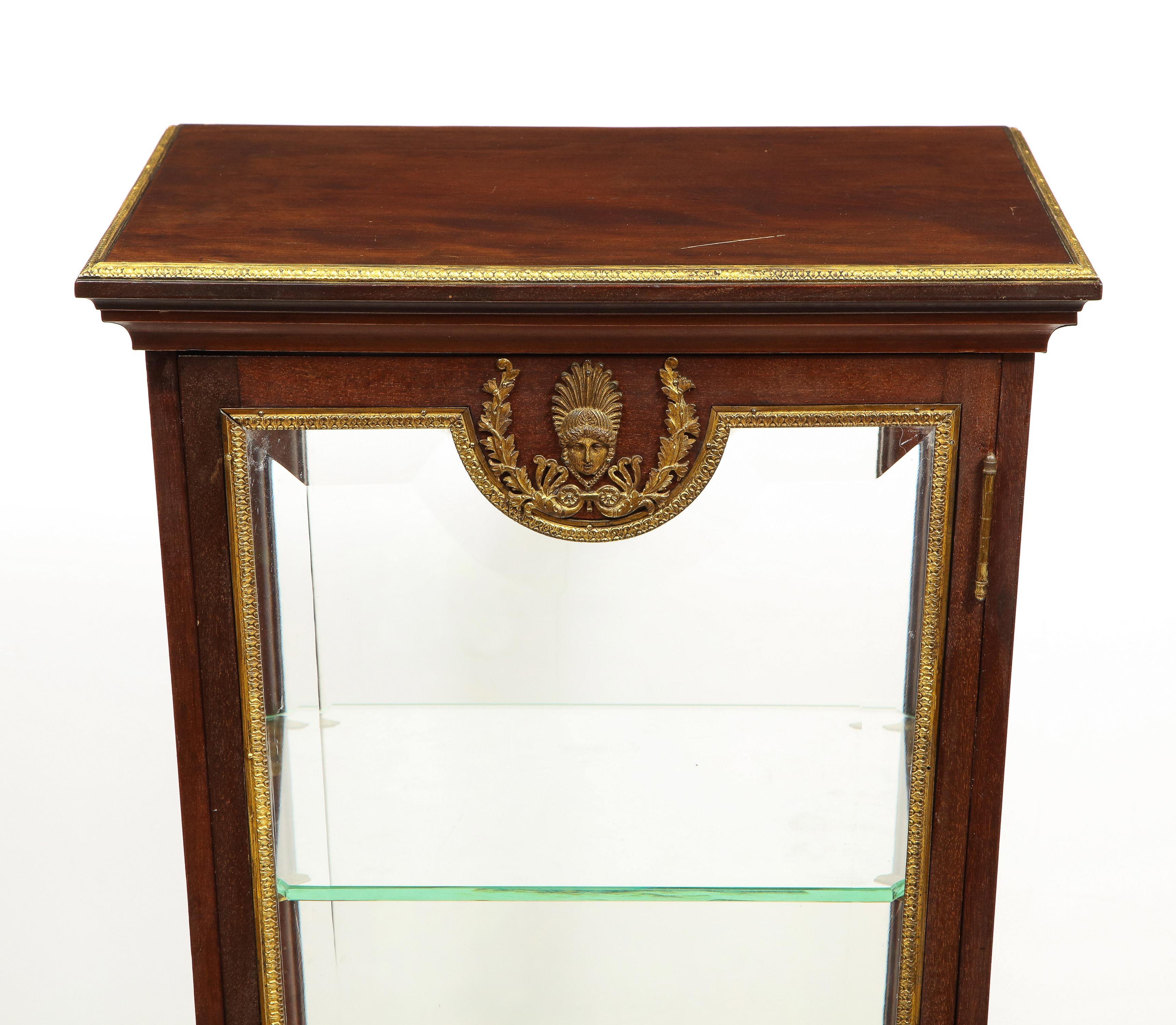 French Empire Ormolu-Mounted Vitrine Cabinet Pedestal, Circa 1840 For Sale 1