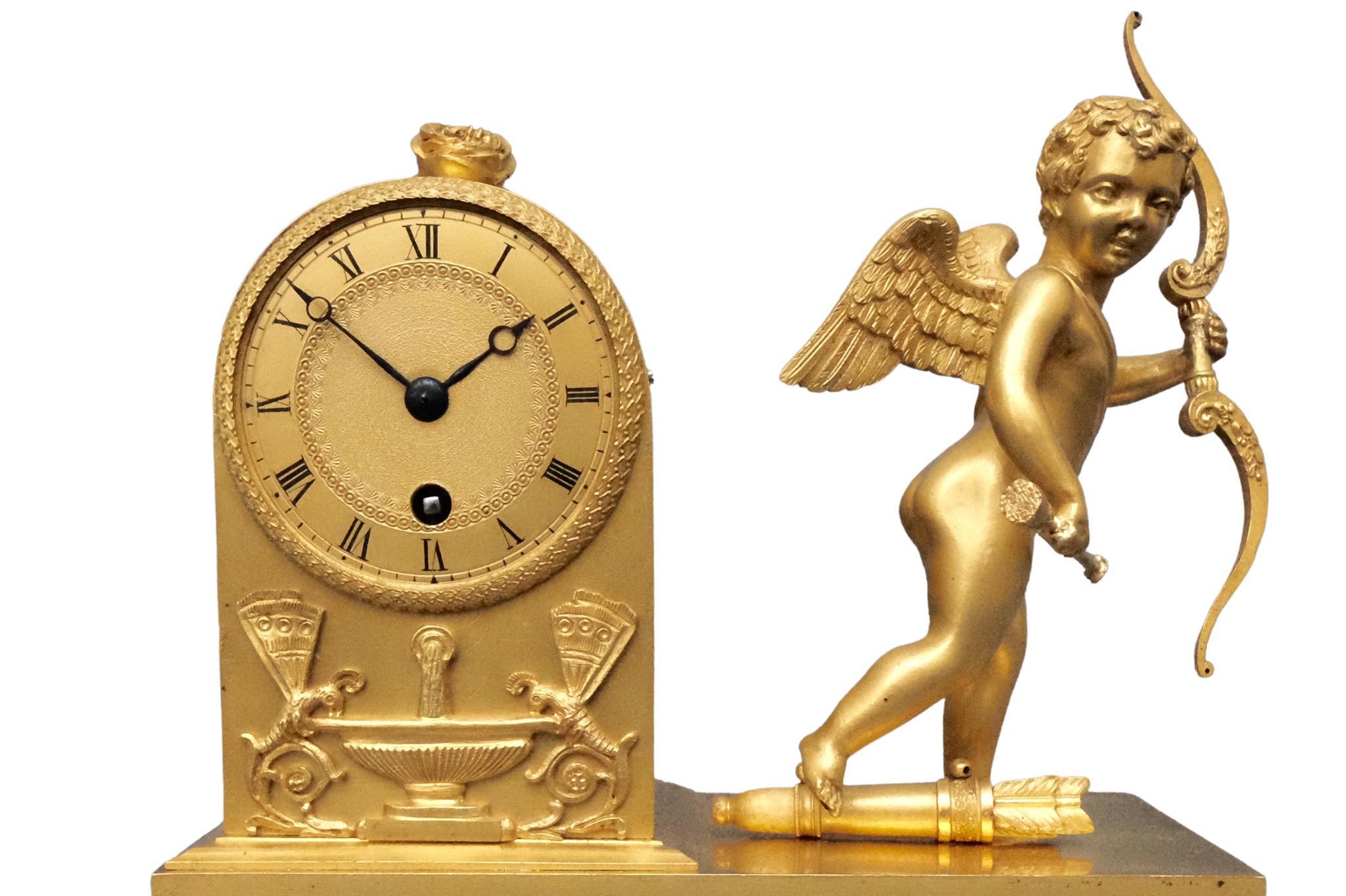 French Empire Ormolu Timepiece Mantel Clock 1