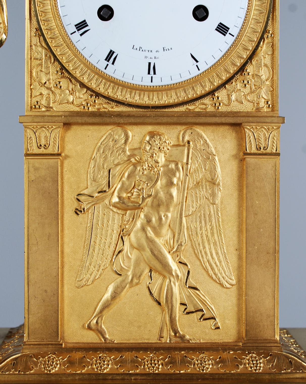 French Empire Ormulu Bronze Mantel Clock, Lepaute, Thomire, Paris, circa 1815 For Sale 7